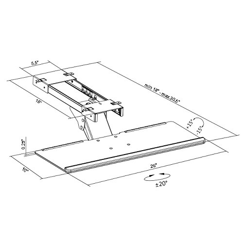 VIVO Adjustable Computer Keyboard and Mouse Platform Tray Deluxe Smooth Rolling Track Under Table Desk Mount, Black, MOUNT-KB04C