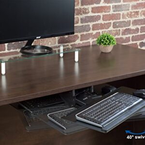 VIVO Adjustable Computer Keyboard and Mouse Platform Tray Deluxe Smooth Rolling Track Under Table Desk Mount, Black, MOUNT-KB04C