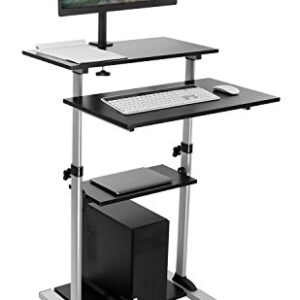 Mount-It! Mobile Stand Up Desk/Height Adjustable Computer Work Station Rolling Presentation Cart with Monitor Arm (MI-7942)