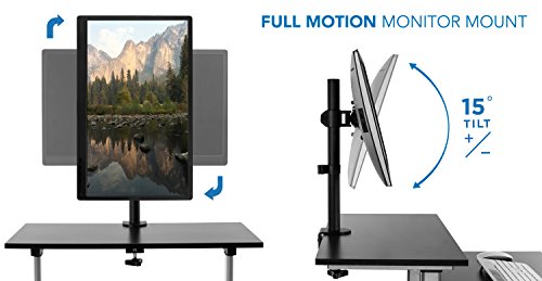 Mount-It! Mobile Stand Up Desk/Height Adjustable Computer Work Station Rolling Presentation Cart with Monitor Arm (MI-7942)