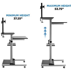 Mount-It! Mobile Stand Up Desk/Height Adjustable Computer Work Station Rolling Presentation Cart with Monitor Arm (MI-7942)