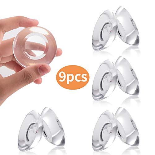 9 Pcs Door Bumper Wall Protector , Self Adhesive Clear Door Stoper Knob Pads, Soft Reusable Rubber Wall Protectors Shield for Preventing Damage to Cabinet, Handle, Bed