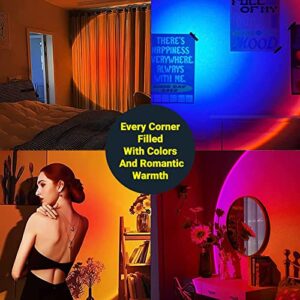 BUNDLE PACK: Sunset Lamp Projector 16 Colors RGB, 360 degree Rotation with 12pcs of Artificial Leaves for Photography/Selfie/Party/Wedding/Home