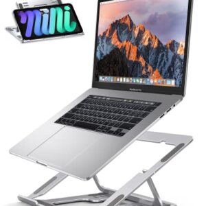 Laptop Stand Riser for Desk, Adjustable Ergonomic Macbook Pro/Air Stand, Portable Foldable Computer Stand for Laptop, Aluminum Dual-Use Laptop Holder for All 10-15.6" Notebooks and All Tablets