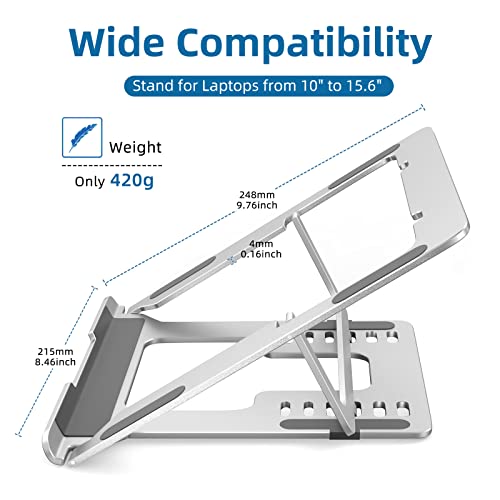 Laptop Stand Riser for Desk, Adjustable Ergonomic Macbook Pro/Air Stand, Portable Foldable Computer Stand for Laptop, Aluminum Dual-Use Laptop Holder for All 10-15.6" Notebooks and All Tablets