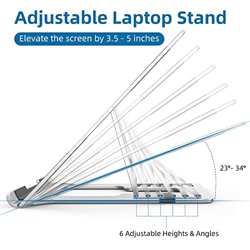 Laptop Stand Riser for Desk, Adjustable Ergonomic Macbook Pro/Air Stand, Portable Foldable Computer Stand for Laptop, Aluminum Dual-Use Laptop Holder for All 10-15.6" Notebooks and All Tablets