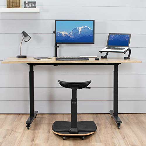 VIVO Ergonomic Leaning Perch Chair for Standing Desk, Portable Height Adjustable Posture Stool with Anti-Fatigue Mat for Home and Office, Black, CHAIR-S02M