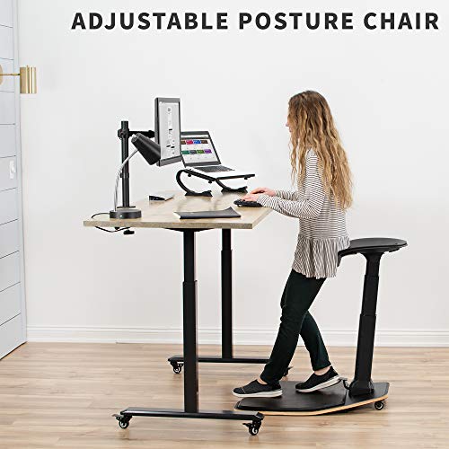 VIVO Ergonomic Leaning Perch Chair for Standing Desk, Portable Height Adjustable Posture Stool with Anti-Fatigue Mat for Home and Office, Black, CHAIR-S02M