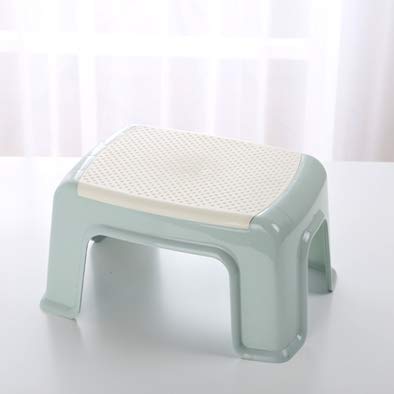 Step Stool ABS Plastic Stools, Adults Simple Style Stool Anti-Slip with Strong Bearing Stool for Home, Office, Kindergarten - White with Blue