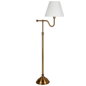 wellesley 63″ tall floor lamp with fabric shade in brass/white