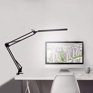 PSIVEN LED Architect Desk Lamp, Metal Swing Arm Dimmable Task Lamp, Eye Care Table Lamp with Clamp (3 Color Modes, 10-Level Dimmer, Memory Function) Highly Adjustable Office, Craft, Workbench Light