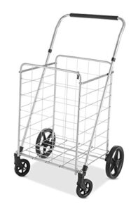 whitmor utility cart with adjustable height handle-silver/black