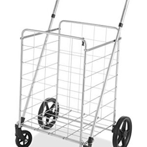 Whitmor Utility Cart with Adjustable Height Handle-Silver/Black