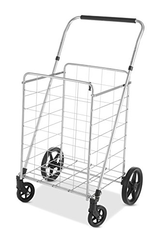 Whitmor Utility Cart with Adjustable Height Handle-Silver/Black