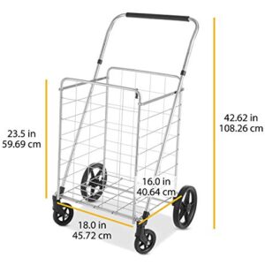 Whitmor Utility Cart with Adjustable Height Handle-Silver/Black