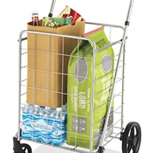 Whitmor Utility Cart with Adjustable Height Handle-Silver/Black