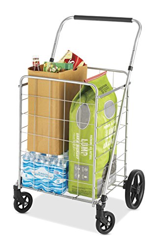 Whitmor Utility Cart with Adjustable Height Handle-Silver/Black