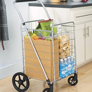 Whitmor Utility Cart with Adjustable Height Handle-Silver/Black