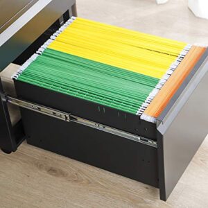 GREATMEET 3 Drawer Mobile File Cabinet with Lock,Under Desk Drawer Metal Filing Cabinet for Legal/Letter Size,Fully Assembled Black