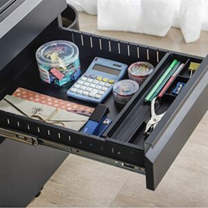 GREATMEET 3 Drawer Mobile File Cabinet with Lock,Under Desk Drawer Metal Filing Cabinet for Legal/Letter Size,Fully Assembled Black