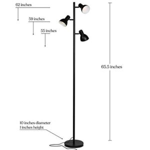 Brightech Ethan Floor Lamp, Dimmable Standing Lamp for Bedroom Reading, Great Living Room Décor, Modern LED Lamp for Living Rooms, Tall Tree Lamp for Offices - Black