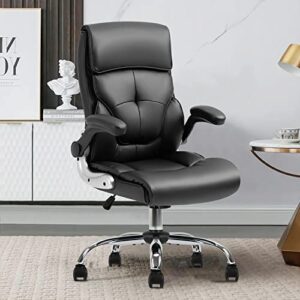 yamasoro leather office chairs high back executive chair with flip-arms home office desk chairs with wheels for men women