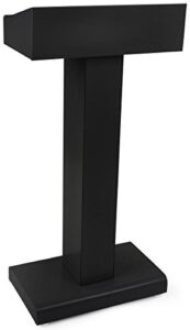 displays2go steel podium with rectangular base, open storage area, powder coated finish – black (lctmetfblk)