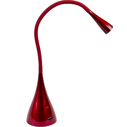 Newhouse Lighting NHGS-LED-RD Gooseneck LED Desk Lamp, USB Charging, Touch Dimming, 4.5" x 26" x 4.5", Red