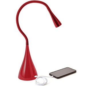 Newhouse Lighting NHGS-LED-RD Gooseneck LED Desk Lamp, USB Charging, Touch Dimming, 4.5" x 26" x 4.5", Red