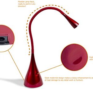 Newhouse Lighting NHGS-LED-RD Gooseneck LED Desk Lamp, USB Charging, Touch Dimming, 4.5" x 26" x 4.5", Red