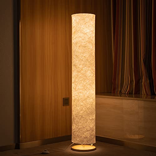 YIEONSHION Soft Light Floor Lamp, 52" Simple Design Morden Slim Warm Light 3000K LED Tyvek Fabric Shade with 2 LED Bulbs Standing Lamp for Living Room Bedroom Game Room