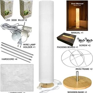 YIEONSHION Soft Light Floor Lamp, 52" Simple Design Morden Slim Warm Light 3000K LED Tyvek Fabric Shade with 2 LED Bulbs Standing Lamp for Living Room Bedroom Game Room