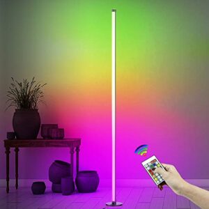 amagle 61″ led corner floor lamp rgbw color changing floor lamps dimmable led standing lamp with remote tall minimalist nordic metal music sync corner ambient light floor lamps for living room bedroom