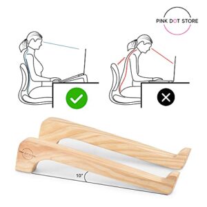 Wooden Laptop Stand - Ergonomic, Portable Computer Riser Fits All Laptops & Tablets. This Beautiful Desk Accessory Cools Your Device & Helps Posture