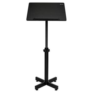 bonnlo classic lectern stand, height adjustable mobile podium, multi-purpose tabletop for speech, lecture, church, reading or laptop desk with edge stopper, black