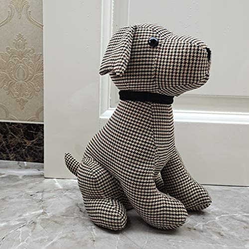 Animal Interior Door Stopper Doorstops Book Stopper Wall Protectors Anti Collision Decorative Dog (Brown Plaid)