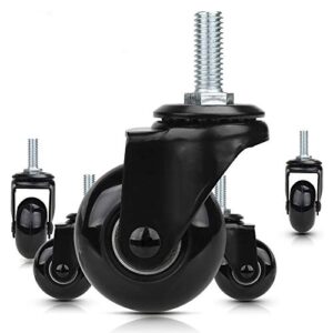 8t8 replacement chair caster wheels 2 inch, quiet and smooth rolling,heavy duty wheels with threaded stem 5/16”, safe for wood hardwood floors, no chair mat needed,set of 5 (2 inch black)