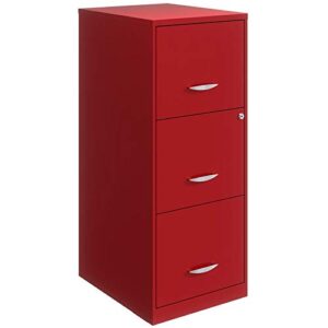 hirsh industries space solutions 3 drawer metal vertical file cabinet with lock lava red