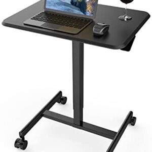 SMUGDESK.COM Mobile Laptop Desk Sit-Stand Desk Adjustable Height Laptop Desk Cart Ergonomic Table Small Standing Desk with Pneumatic Height Adjustments (Obsidian)