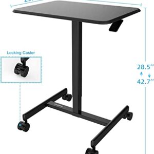 SMUGDESK.COM Mobile Laptop Desk Sit-Stand Desk Adjustable Height Laptop Desk Cart Ergonomic Table Small Standing Desk with Pneumatic Height Adjustments (Obsidian)