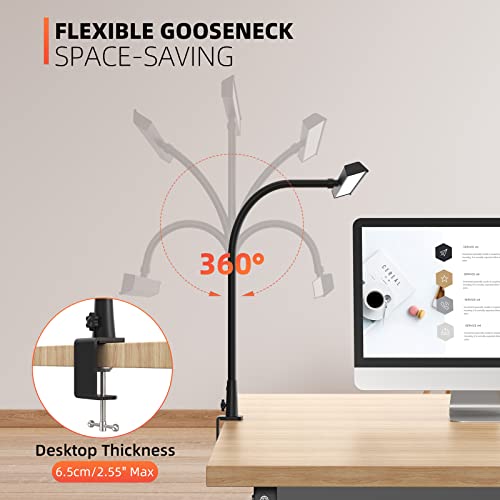 LED Desk Lamp, 10W Architect Desk Lamp with Clamp, 3 Color Modes 30 Brightness Levels, Flexible Gooseneck Lamp for Monitor, Workbench, 15.7" Wide 1000LM Bright Tall Desk Lamps for Home Office-Black