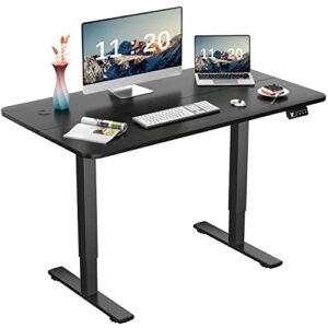 jummico standing desk 48″ inches electric adjustable desk large sit stand desk home office computer desk memory preset with t-shaped black metal bracket, black