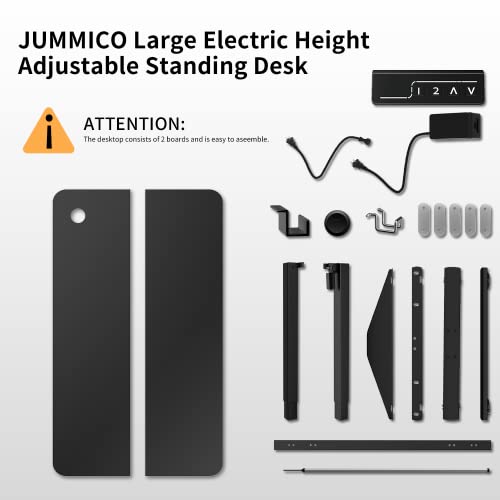 JUMMICO Standing Desk 48" Inches Electric Adjustable Desk Large Sit Stand Desk Home Office Computer Desk Memory Preset with T-Shaped Black Metal Bracket, Black