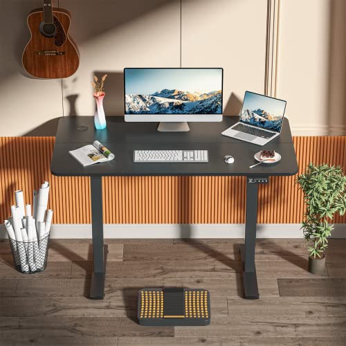 JUMMICO Standing Desk 48" Inches Electric Adjustable Desk Large Sit Stand Desk Home Office Computer Desk Memory Preset with T-Shaped Black Metal Bracket, Black