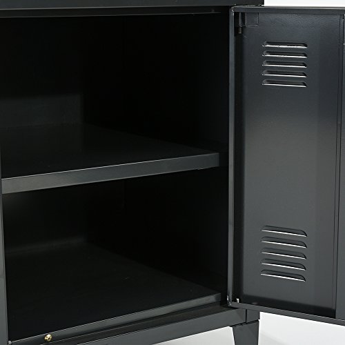 FurnitureR 3 Doors Metal Storage Cabinet with 6 Removable Shelves File Organizer Home Office Gym Locker Boys Girls Teens Toy Room,Stackable, Black