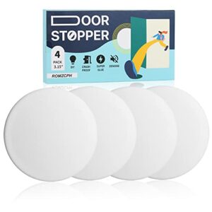 romzcph door stopper wall protector 4pcs ,3.15″ large door handle bumper, silicone wall protectors from door knobs –the home or office (white)