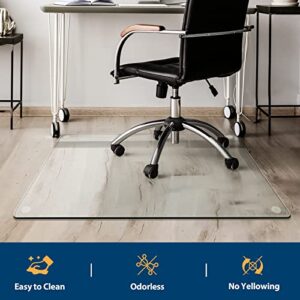 TEAKMAMA 36" x 46" Office Chair Mat Tempered Glass Chair Mat, Highly Transparent Floor Mat, 1/5" Thick Office Chair Mat, Office Chair Mat for Carpet or Hardwood Floor with 4 Anti-Slip Pads