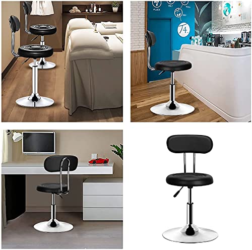 QiCheng&LYS Round Office Stool Chair Adjustable Height Sit Stand Stool 360 Stool ,for Office Home Kitchen Beauty Slip Stool Wheelless Stool (Black with backrest)