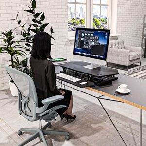 VERSADESK UltraLite Standing Desk Converter, Electric Height-Adjustable Desk Riser, Sit to Stand Desktop with Keyboard and USB Port, 36 x 24 Inches, Black