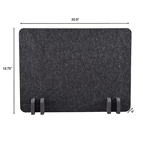 Stand Up Desk Store ReFocus Raw Noise and Distraction Reducing Freestanding Acoustic Desk Divider Mounted Privacy Panel (Anthracite Gray, 20.9" x 16")